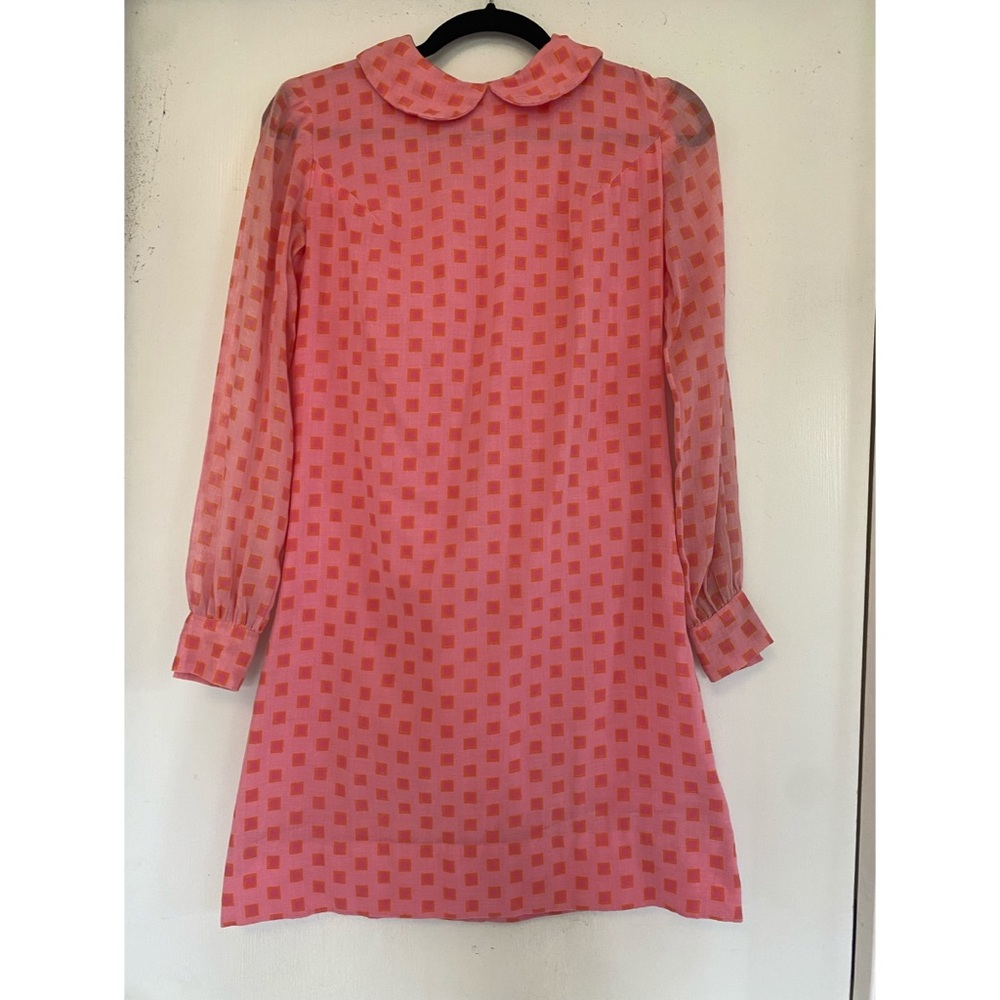 Vintage 1960’s collared long sleeve pink and orange mod dress size xs/s